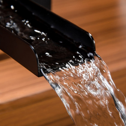 HMR - MILL Deck-Mount Waterfall Faucet with Handshower in Matte Black