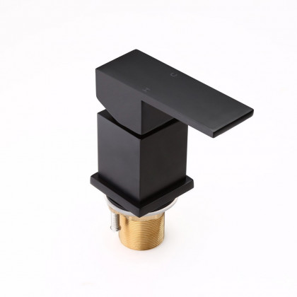 HMR - MILL Deck-Mount Waterfall Faucet with Handshower in Matte Black