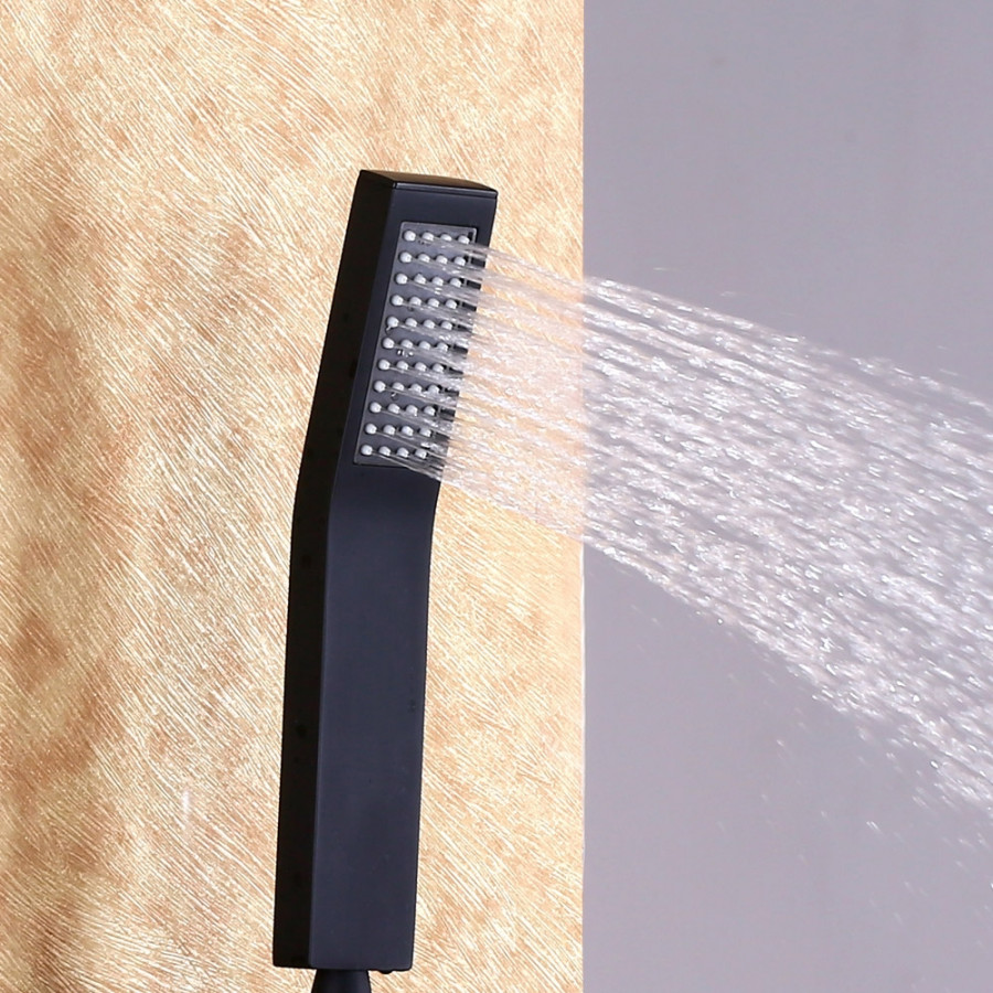 HMR - Square Handheld Hand Shower Head in Matte Black, Brass