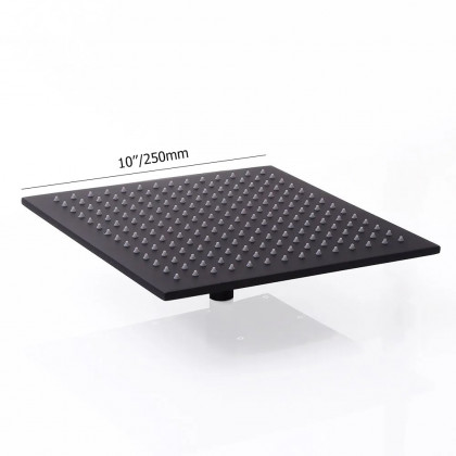 HMR Modern 10" Rainfall Square Bathroom Rain Shower Head - Matte Black