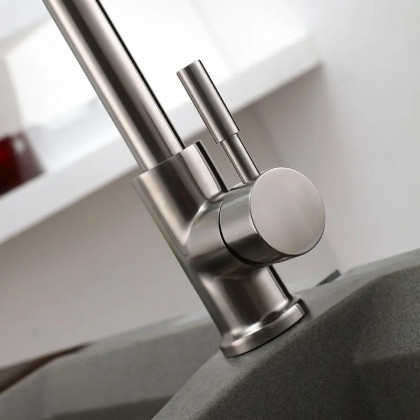 HMR - Brushed Deck-Mount Retractable Pot Filler Kitchen Faucet in Brushed Nickel