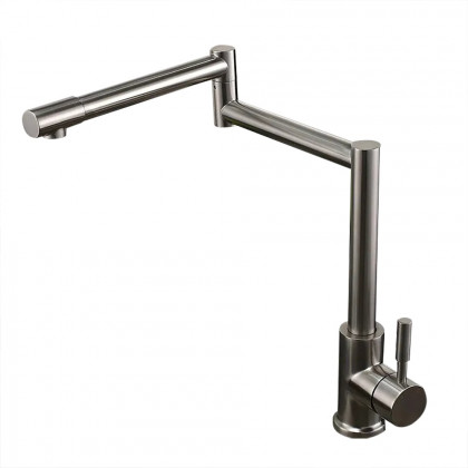 HMR - Brushed Deck-Mount Retractable Pot Filler Kitchen Faucet in Brushed Nickel