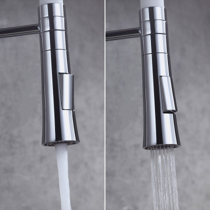 HMR - Single Handle Solid Brass Pull-Down Spray Kitchen Faucet in White