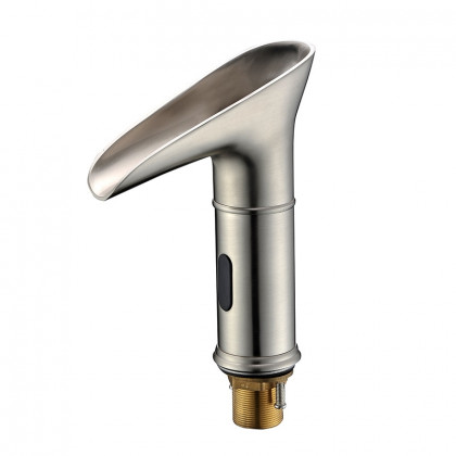 HMR - Single Hole Touchless Electronic Bathroom Sink Faucet with LED in Brushed Nickel