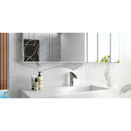 HMR - Single Hole Touchless Electronic Bathroom Sink Faucet with LED in Brushed Nickel