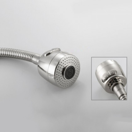 HMR - Brushed Wall-Mounted Stainless Steel Kitchen Faucet with Dual Function Sprayer in Brushed Nickel