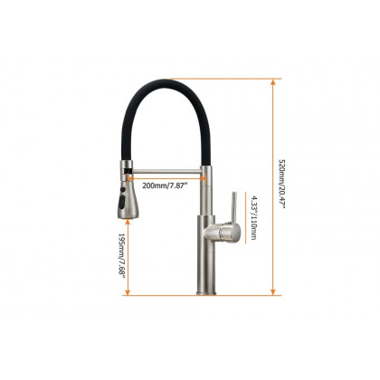 HMR - Contemporary Pull-Out Single Hole 1-Handle Faucet Spout in Brushed Nickel