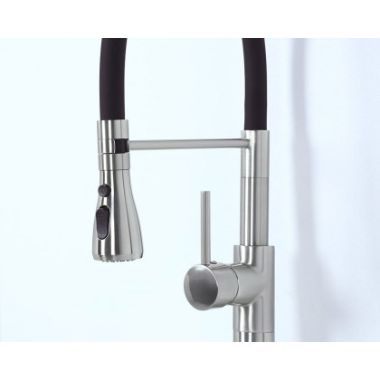 HMR - Contemporary Pull-Out Single Hole 1-Handle Faucet Spout in Brushed Nickel
