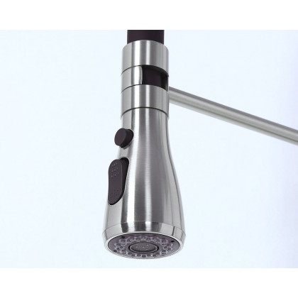 HMR - Contemporary Pull-Out Single Hole 1-Handle Faucet Spout in Brushed Nickel