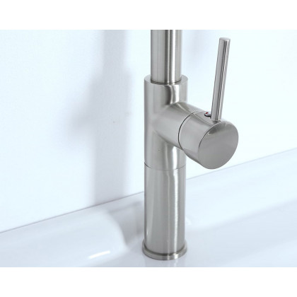 HMR - Contemporary Pull-Out Single Hole 1-Handle Faucet Spout in Brushed Nickel