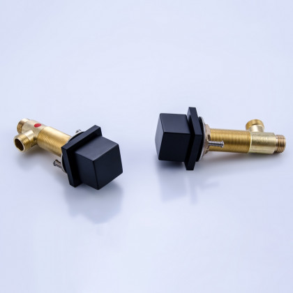 HMR - Vland Double Handles Right-Angle Sink Faucet in Matte Black, Brass