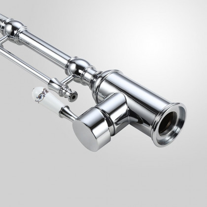 HMR High Arc Dual-Mode Pull-Down Kitchen Faucet Porcelain Handle with Porcelain Handle - Chrome