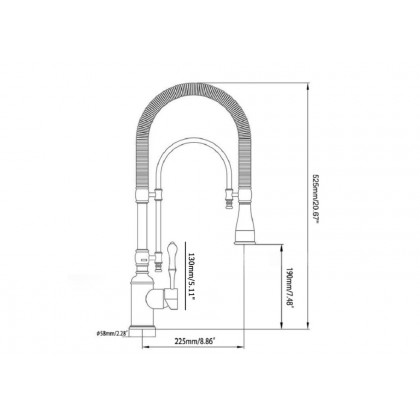 HMR High Arc Dual-Mode Pull-Down Kitchen Faucet Porcelain Handle with Porcelain Handle - Black