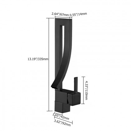 HMR Modern Single Handle 1-Hole Bathroom Sink Faucet with Waterfall Spout Brass - Black