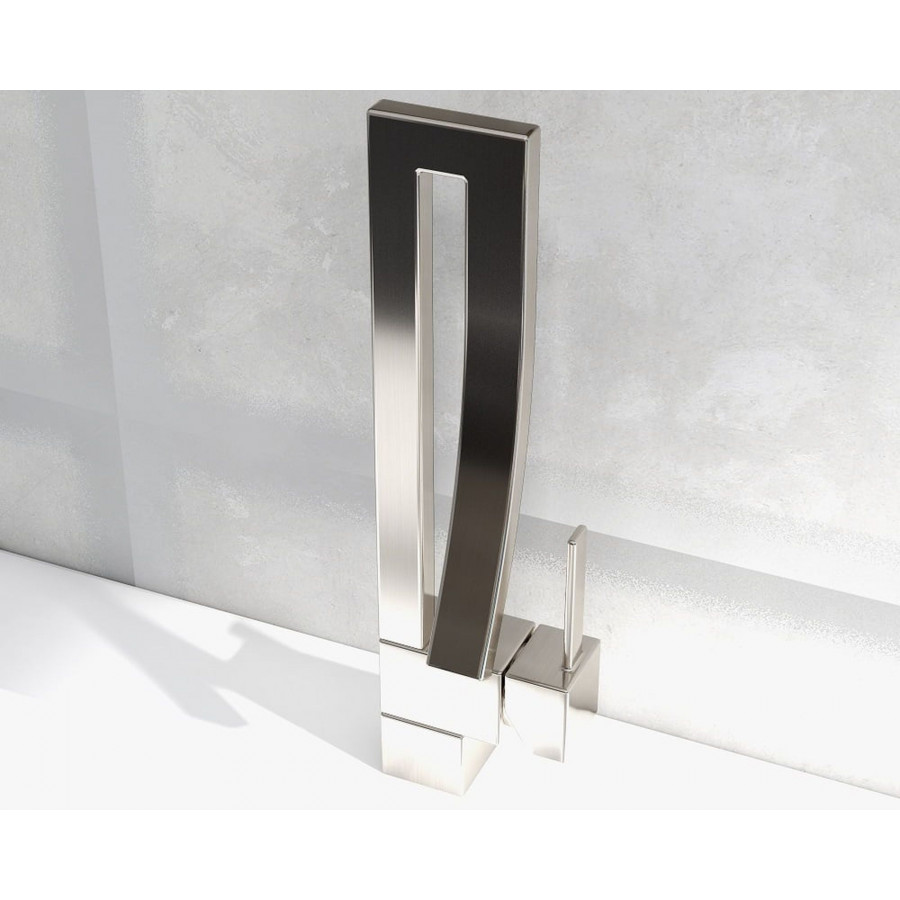 HMR Modern Single Handle 1-Hole Bathroom Sink Faucet with Waterfall Spout Brass - Brushed Nickel