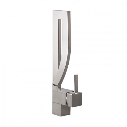 HMR Modern Single Handle 1-Hole Bathroom Sink Faucet with Waterfall Spout Brass - Brushed Nickel