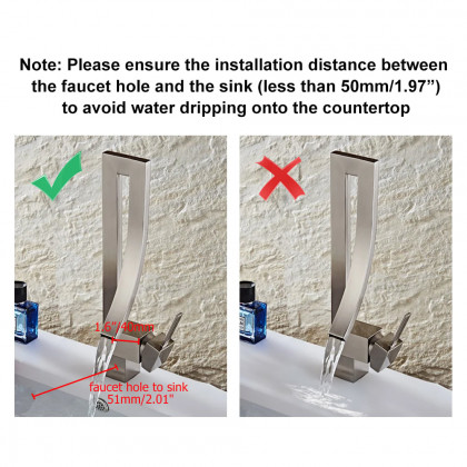 HMR Modern Single Handle 1-Hole Bathroom Sink Faucet with Waterfall Spout Brass - Brushed Nickel