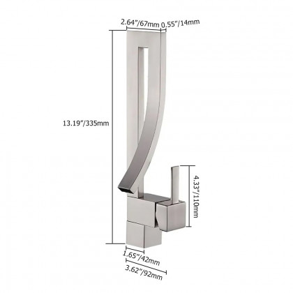 HMR Modern Single Handle 1-Hole Bathroom Sink Faucet with Waterfall Spout Brass - Brushed Nickel