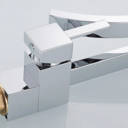 HMR Modern Single Handle 1-Hole Bathroom Sink Faucet with Waterfall Spout Brass - Chrome