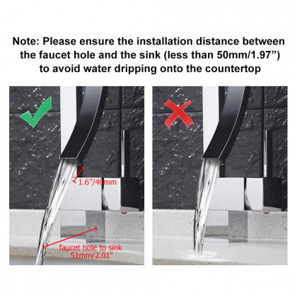 HMR Modern Single Handle 1-Hole Bathroom Sink Faucet with Waterfall Spout Brass - Chrome