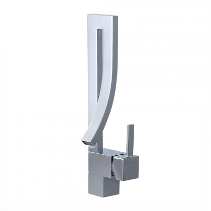 HMR Modern Single Handle 1-Hole Bathroom Sink Faucet with Waterfall Spout Brass - Chrome