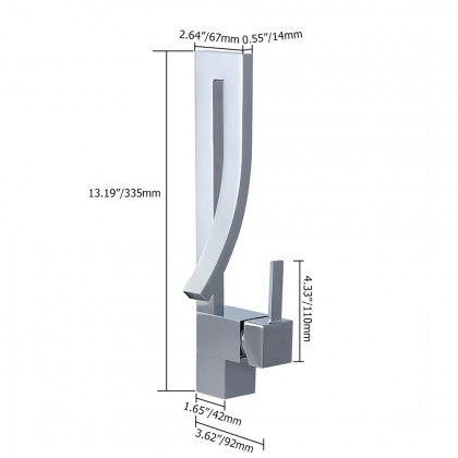 HMR Modern Single Handle 1-Hole Bathroom Sink Faucet with Waterfall Spout Brass - Chrome