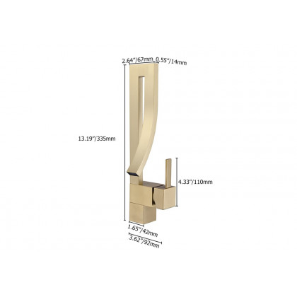 HMR Modern Single Handle 1-Hole Bathroom Sink Faucet with Waterfall Spout Brass - Brushed Gold