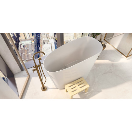 HMR - Swirling Spout Freestanding Tub Faucet with Handshower in Brass