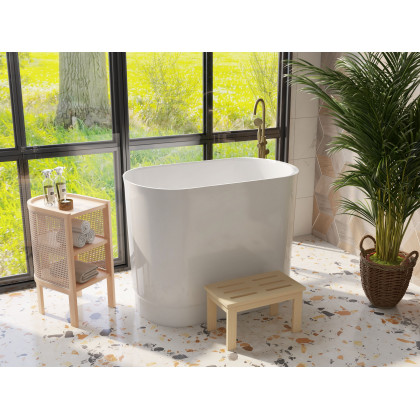 HMR - Swirling Spout Freestanding Tub Faucet with Handshower in Brass