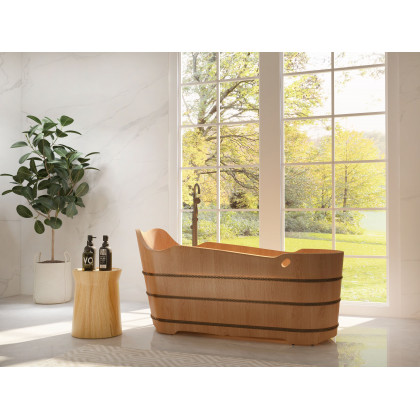 HMR - Swirling Spout Freestanding Tub Faucet with Handshower in Brass