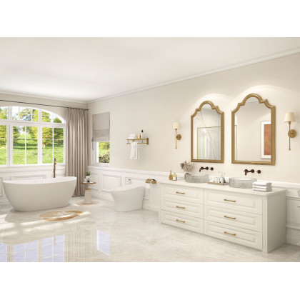 HMR - Swirling Spout Freestanding Tub Faucet with Handshower in Brass