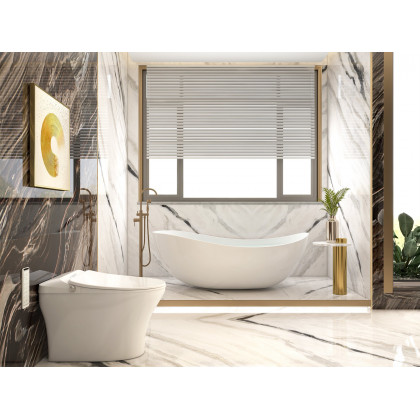 HMR - Swirling Spout Freestanding Tub Faucet with Handshower in Brass