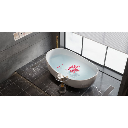 HMR - Swirling Spout Freestanding Tub Faucet with Handshower in Brass