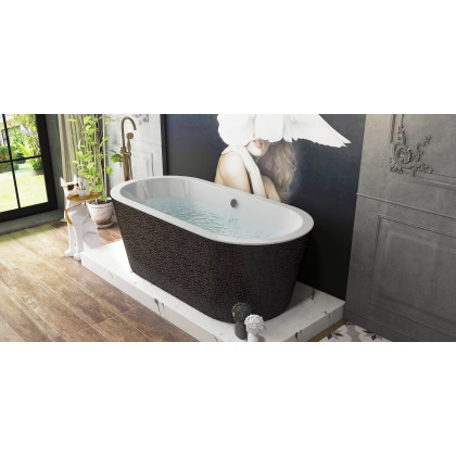 HMR - Swirling Spout Freestanding Tub Faucet with Handshower in Brass