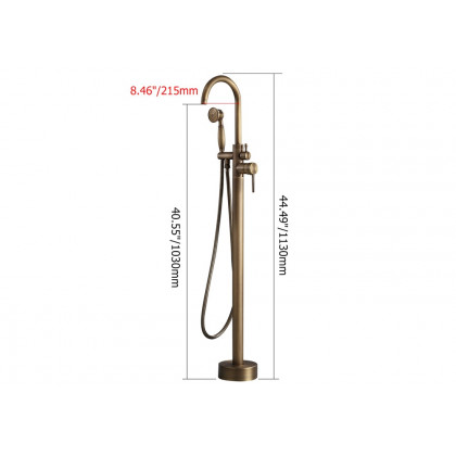 HMR - Swirling Spout Freestanding Tub Faucet with Handshower in Brass