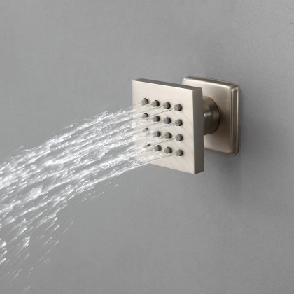 HMR - Square Ceiling-Mount Shower Head with 6 Body Sprays and Wall Mounted Handshower System in without LED