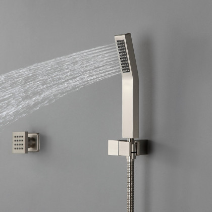 HMR - Square Ceiling-Mount Shower Head with 6 Body Sprays and Wall Mounted Handshower System in without LED