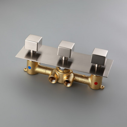 HMR - Square Ceiling-Mount Shower Head with 6 Body Sprays and Wall Mounted Handshower System in without LED