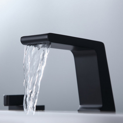 HMR - Rosa Waterfall Double-Handle Sink Faucet in Matte Black, Brass