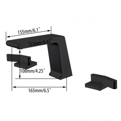HMR - Rosa Waterfall Double-Handle Sink Faucet in Matte Black, Brass
