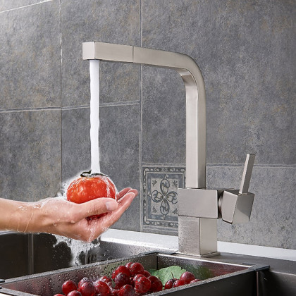 HMR - Contemporary Pull-Out Brass Kitchen Faucet