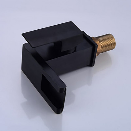 HMR - Waterfall Single Handle Brass Bathroom Sink Faucet with LED in Antique Black