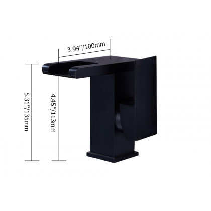 HMR - Waterfall Single Handle Brass Bathroom Sink Faucet with LED in Antique Black