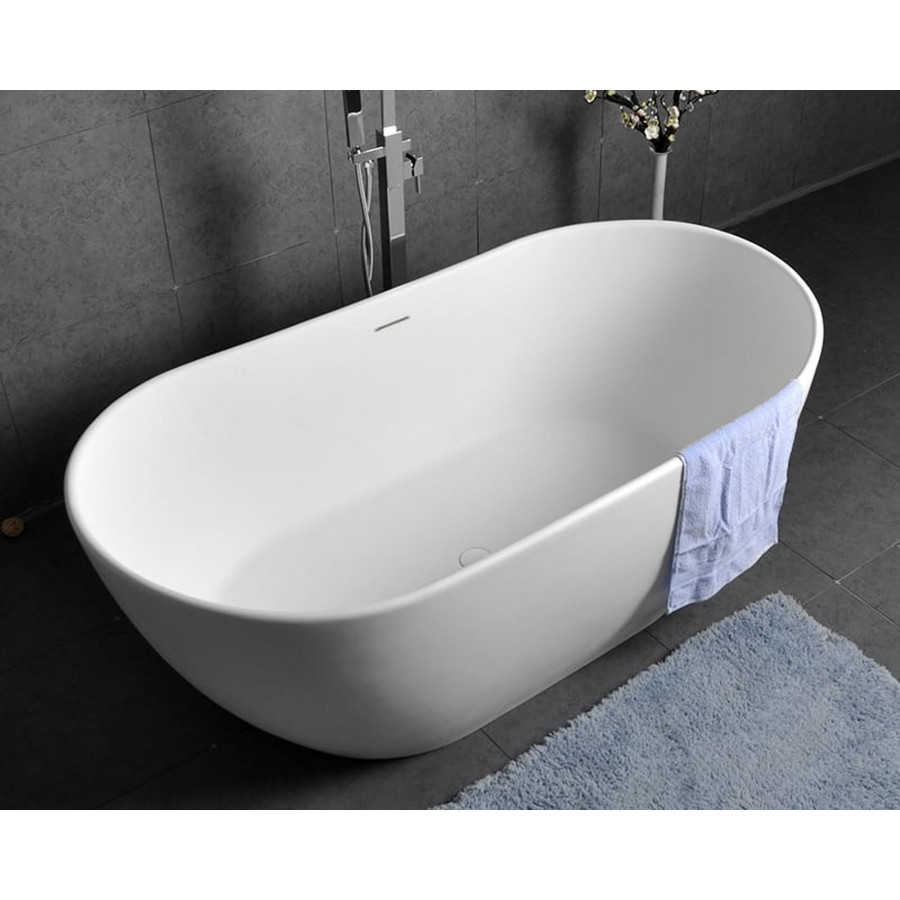HMR - Freestanding Stone Resin Soaking Bathtub in Matte White