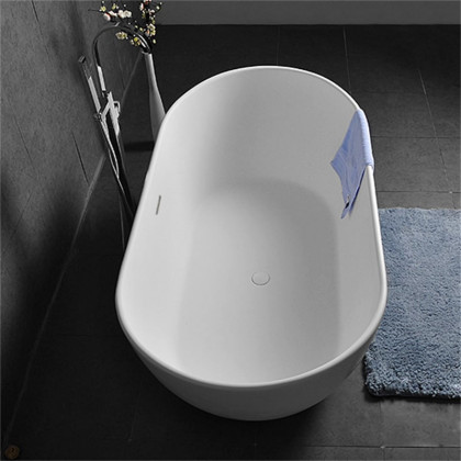 HMR - Freestanding Stone Resin Soaking Bathtub in Matte White