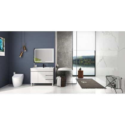 HMR - Freestanding Stone Resin Soaking Bathtub in Matte White