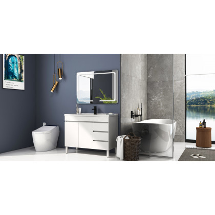 HMR - Freestanding Stone Resin Soaking Bathtub in Matte White