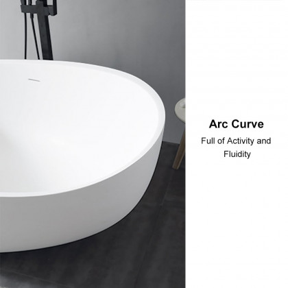 HMR 70" Modern Oval Freestanding Stone Resin Soaking Bathtub - Matte White