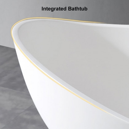 HMR 70" Modern Oval Freestanding Stone Resin Soaking Bathtub - Matte White