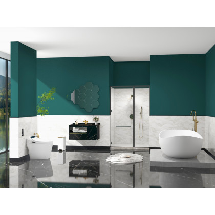 HMR 70" Modern Oval Freestanding Stone Resin Soaking Bathtub - Matte White